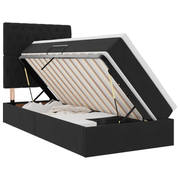 vidaXL Bett mit Stauraum und LED mit LED Schwarz 100 x 200 cm Samt