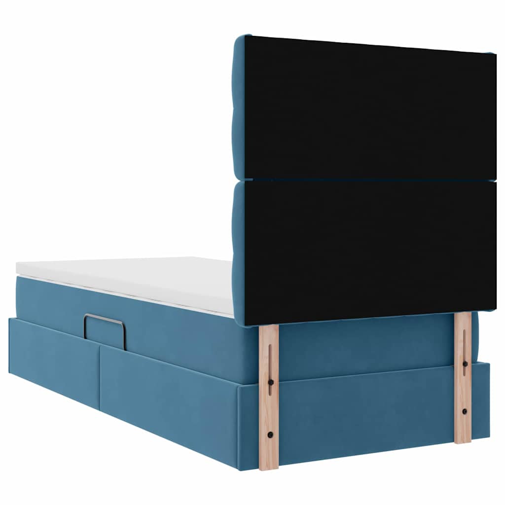 vidaXL Bett mit Stauraum und LED mit LED Dunkelblau 100 x 200 cm Samt