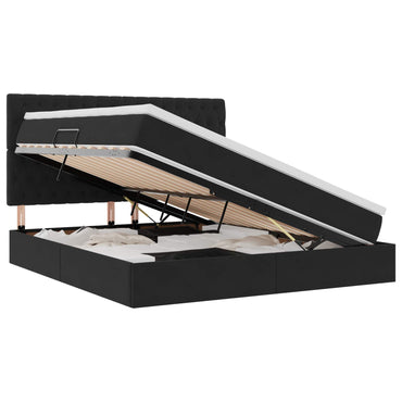 vidaXL Bett mit Stauraum und LED mit LED Schwarz 160 x 200 cm Samt