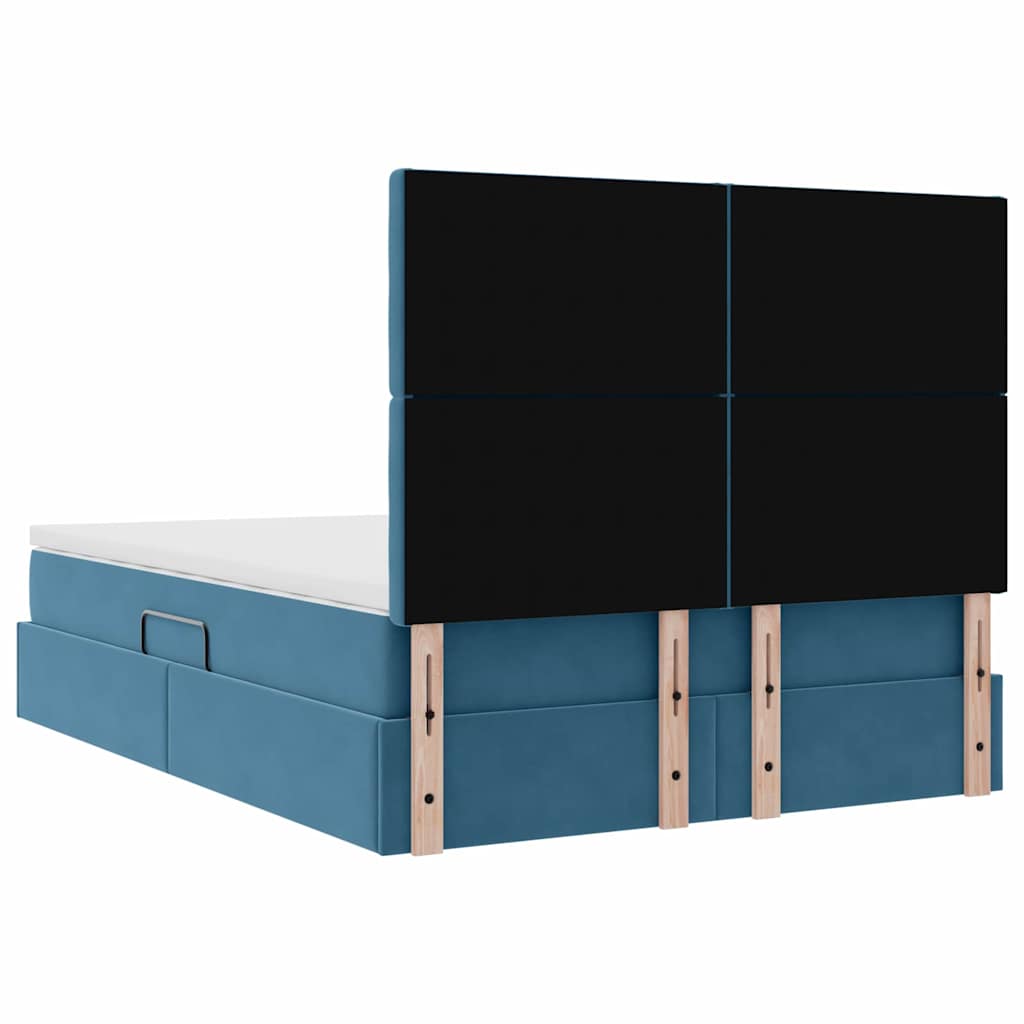 vidaXL Bett mit Stauraum und LED mit LED Dunkelblau 140 x 190 cm Samt