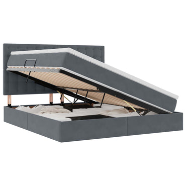 vidaXL Bett mit Stauraum und LED mit LED Dunkelgrau 160 x 200 cm Samt