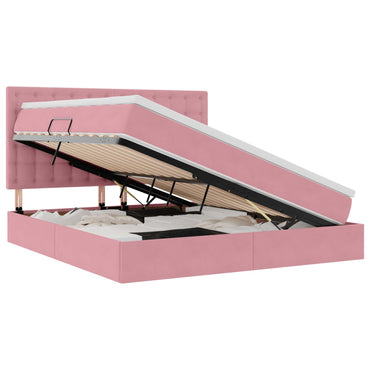vidaXL Bett mit Stauraum und LED mit Matratze Rosa 160 x 200 cm Samt