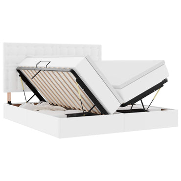 vidaXL Lit avec rangement et LED Blanc pur 200 x 200 cm Similicuir