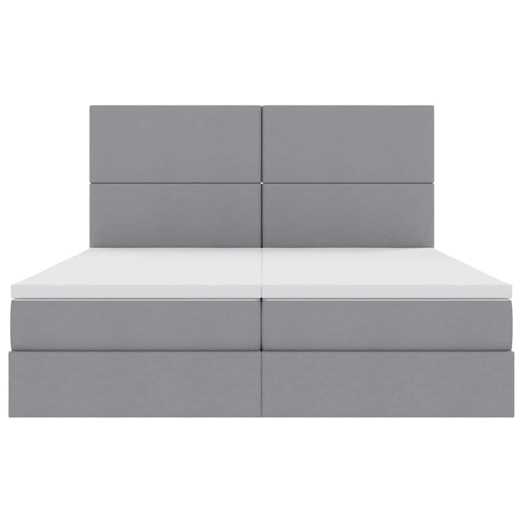 vidaXL Bett mit LED-Lichtleisten Hellgrau 200 x 200 cm Stoff