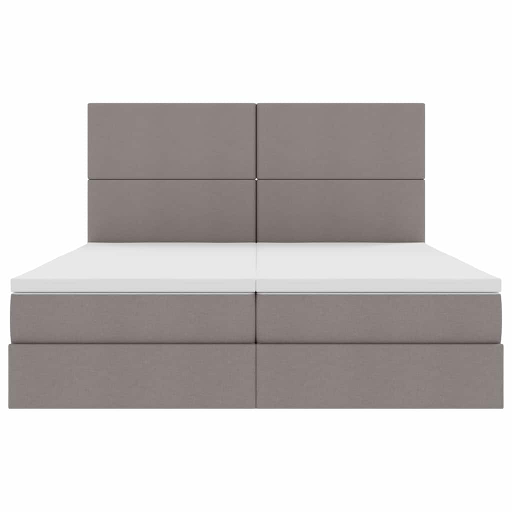 vidaXL Bett mit LED-Lichtleisten mit Kopfteil Taupe 200 x 200 cm Stoff