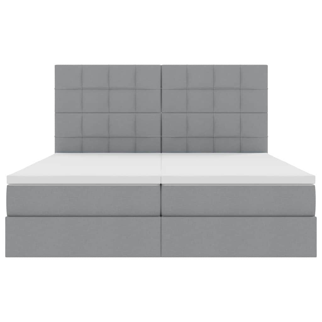 vidaXL Bett mit LED-Lichtleisten Hellgrau 200 x 200 cm Stoff