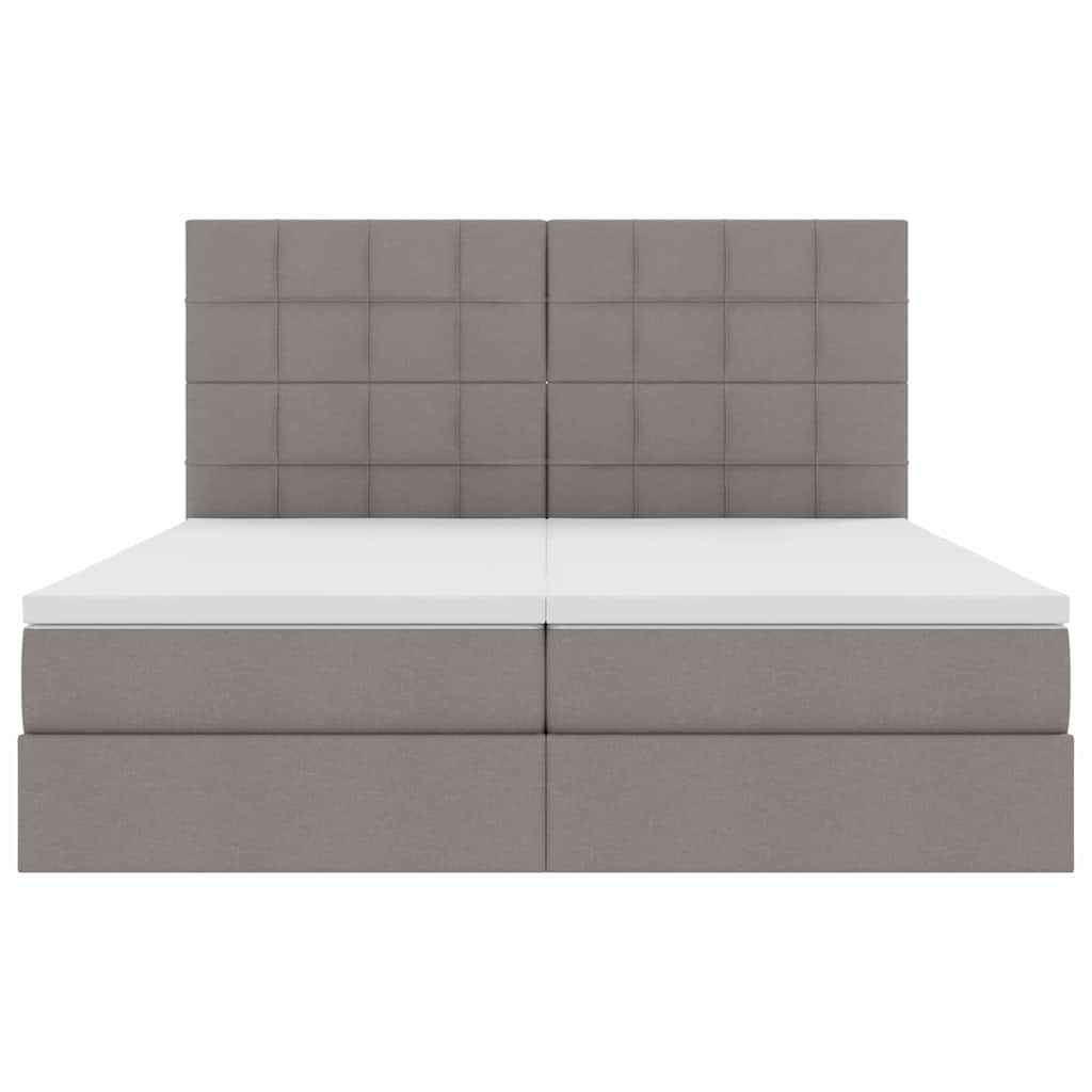 vidaXL Bett mit LED-Lichtleisten mit Kopfteil Taupe 200 x 200 cm Stoff