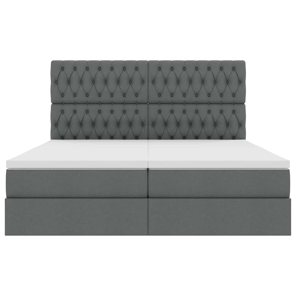 vidaXL Bett mit LED-Lichtleisten Dunkelgrau 200 x 200 cm Stoff