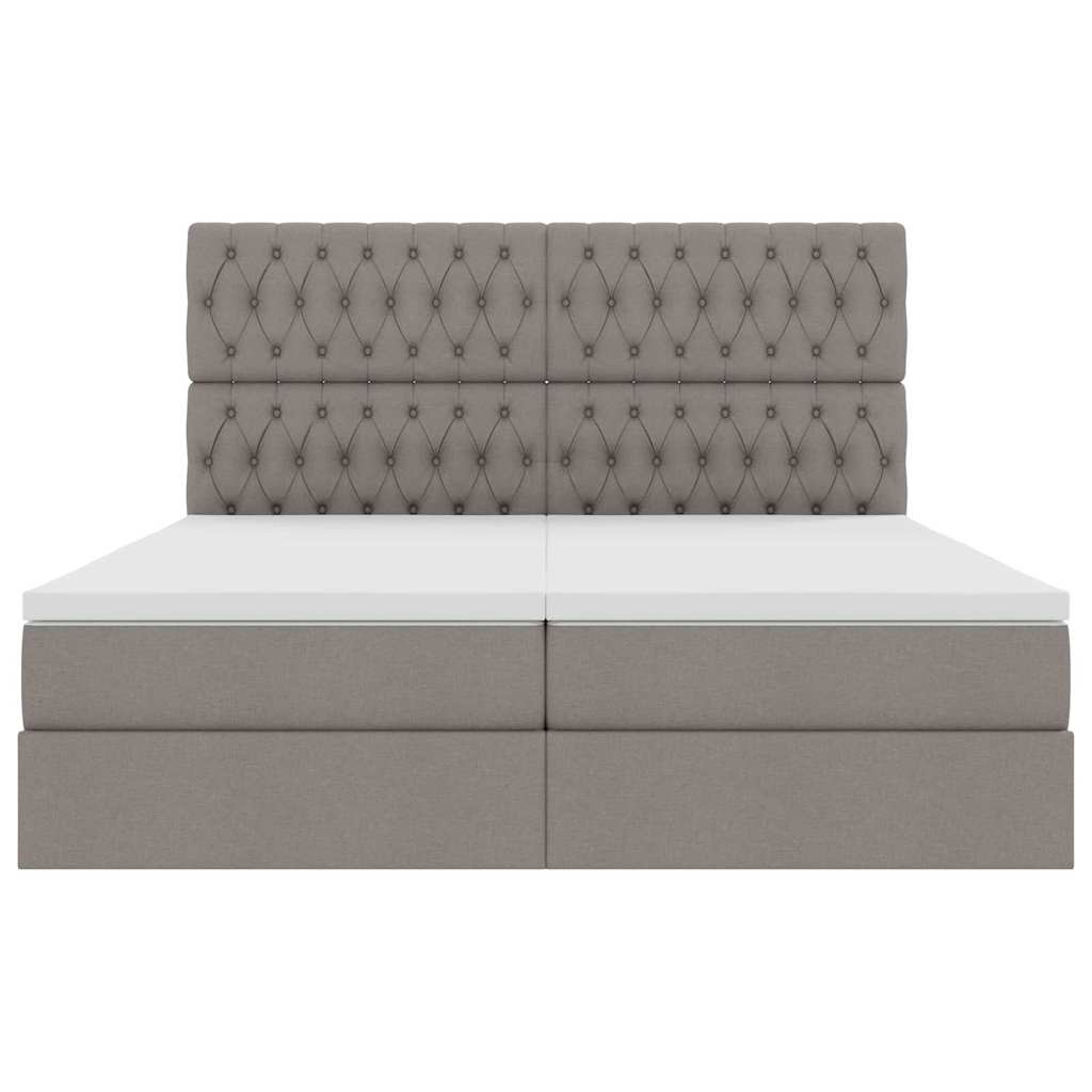 vidaXL Bett mit LED-Lichtleisten mit Kopfteil Taupe 200 x 200 cm Stoff