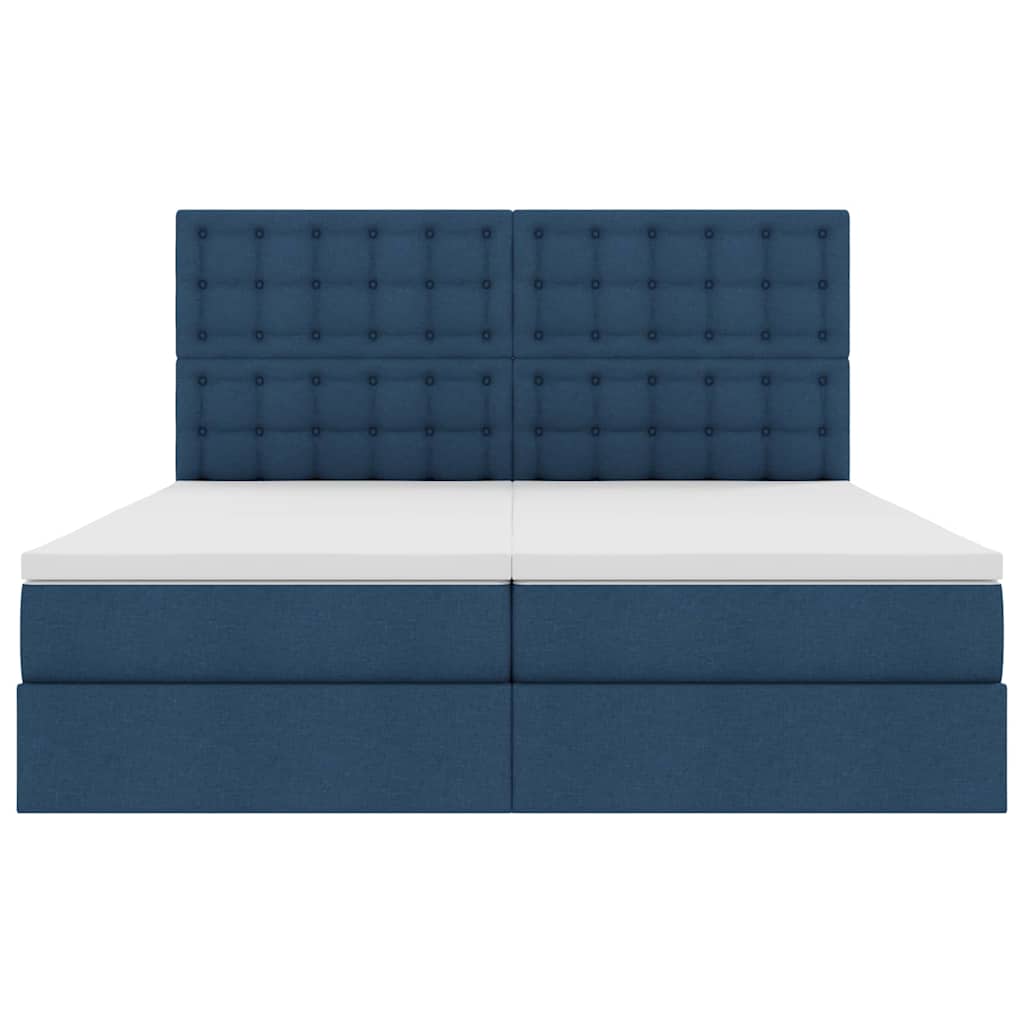 vidaXL Bett mit LED-Lichtleisten mit Kopfteil Blau 180 x 200 cm Stoff