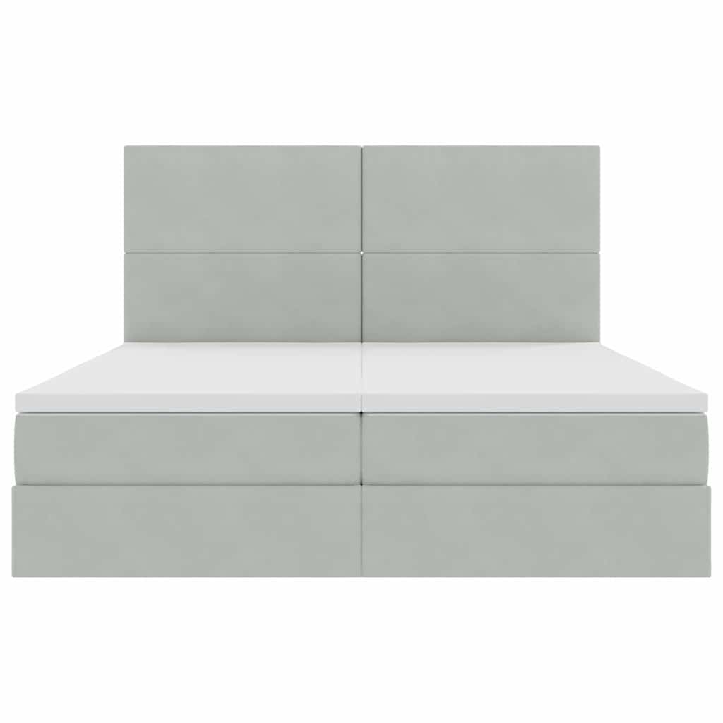 vidaXL Bett mit LED-Lichtleisten Hellgrau 200 x 200 cm Samt
