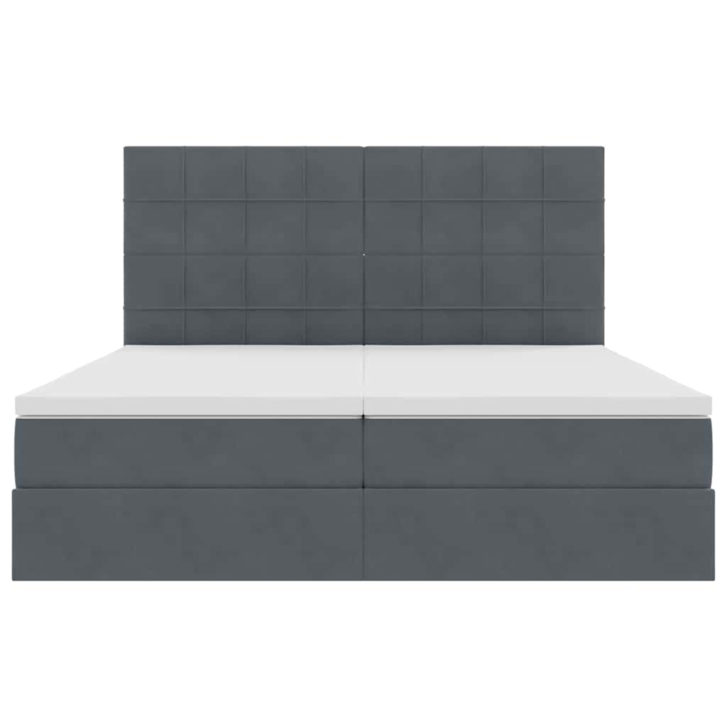 vidaXL Bett mit LED-Lichtleisten Dunkelgrau 200 x 200 cm Samt