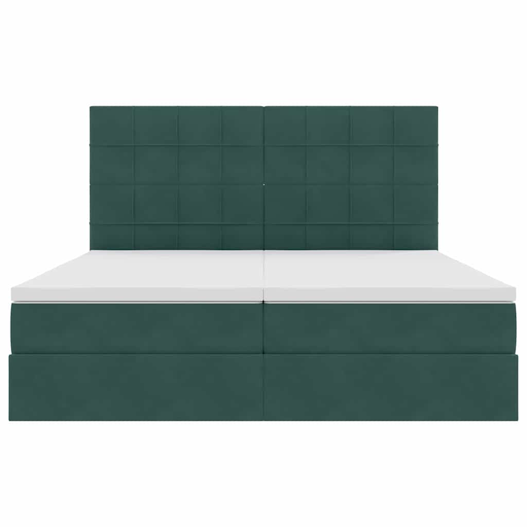 vidaXL Bett mit LED-Lichtleisten Dunkelgrün 200 x 200 cm Samt