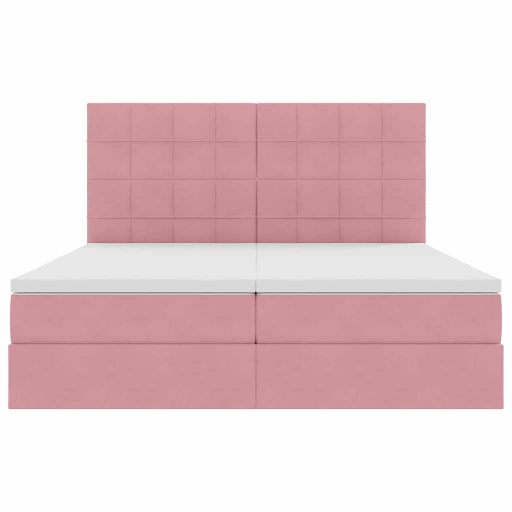 vidaXL Bett mit LED-Lichtleisten mit Kopfteil Rosa 200 x 200 cm Samt