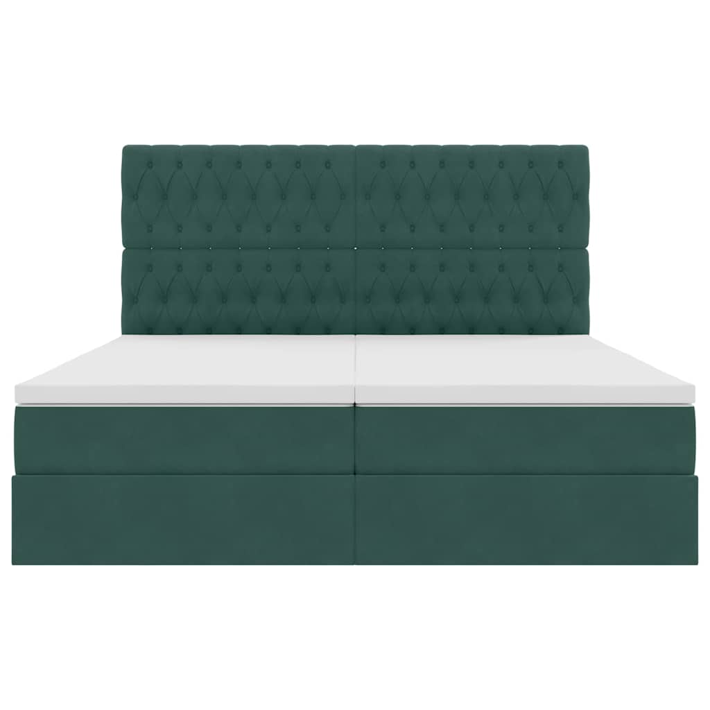 vidaXL Bett mit LED-Lichtleisten Dunkelgrün 180 x 200 cm Samt