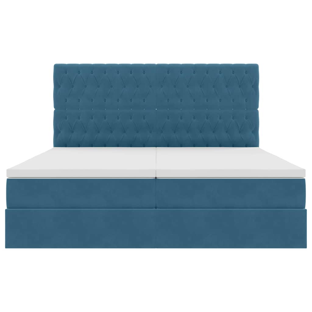 vidaXL Bett mit LED-Lichtleisten Dunkelblau 200 x 200 cm Samt