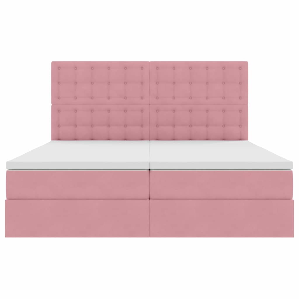vidaXL Bett mit LED-Lichtleisten mit Kopfteil Rosa 180 x 200 cm Samt