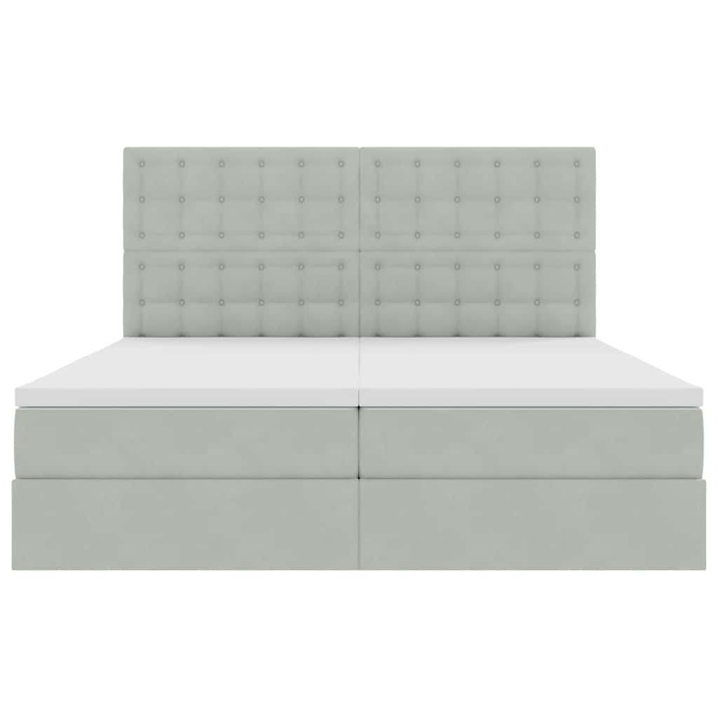 vidaXL Bett mit LED-Lichtleisten Hellgrau 200 x 200 cm Samt