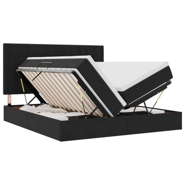 vidaXL Bett mit LED-Lichtleisten Schwarz 200 x 200 cm Samt