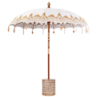 vidaXL Balinesischer Sonnenschirm mit Sockel Creme 215 x 215 x 260 cm