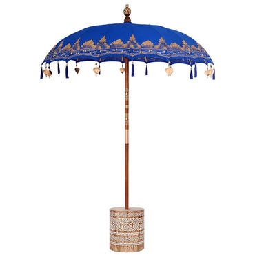 vidaXL Balinesischer Sonnenschirm mit Sockel Blau 185 x 185 x 260 cm