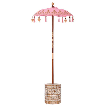 vidaXL Balinesischer Sonnenschirm mit Sockel Rosa 95 x 95 x 260 cm