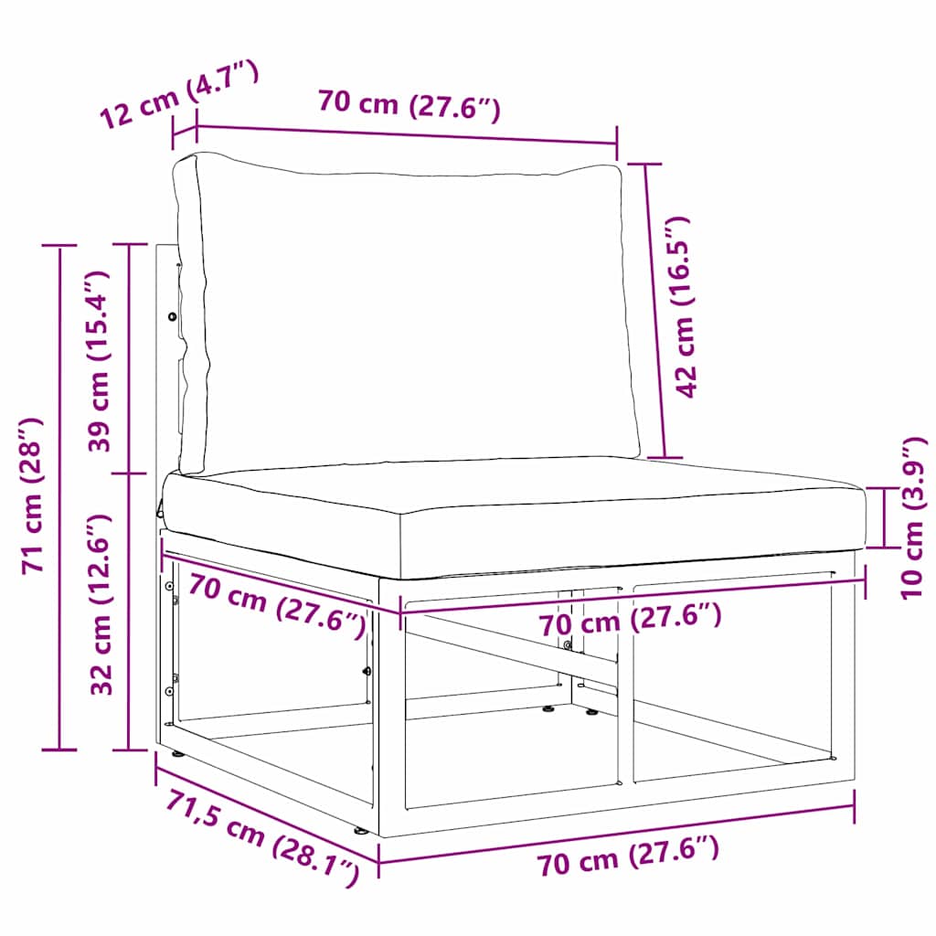 vidaXL Gartenmöbel Schwarz und Anthrazit 70 x 71,5 x 71 cm Metall