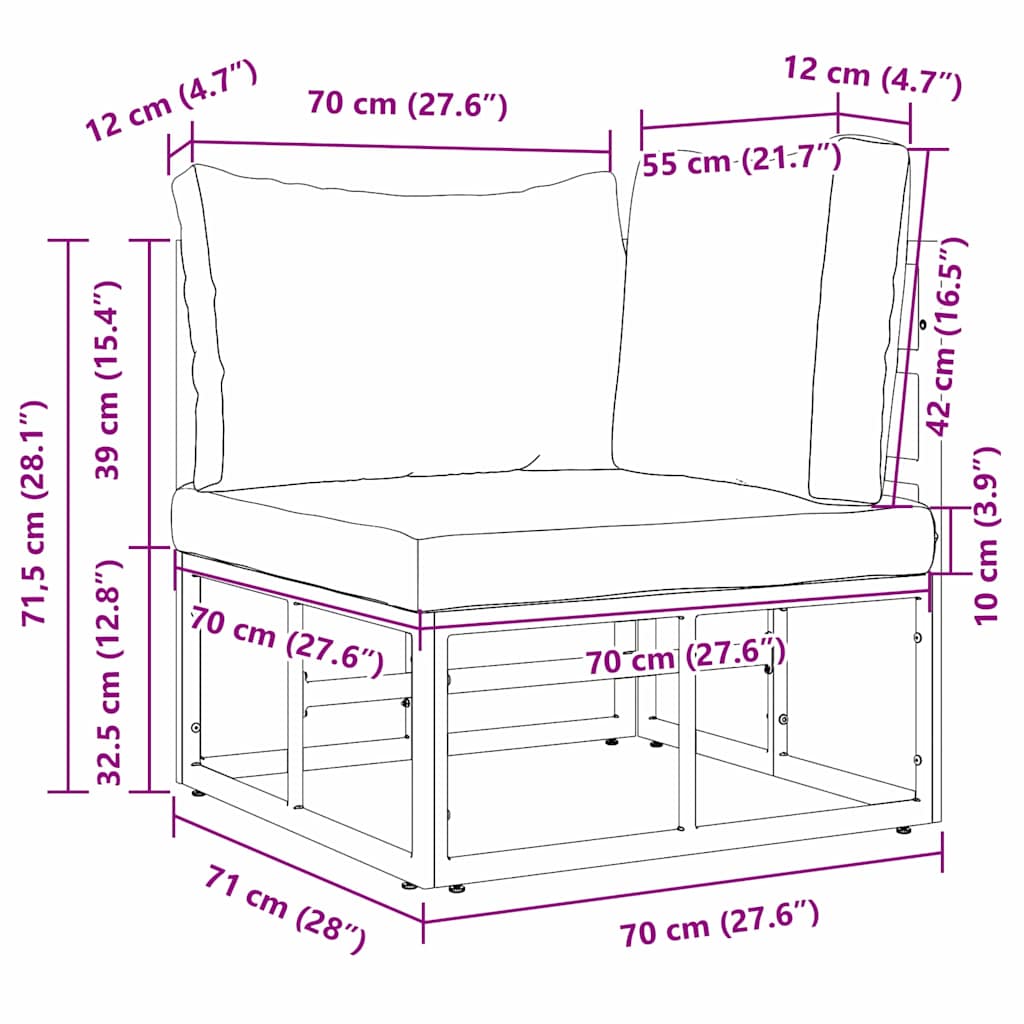 vidaXL Gartenmöbel Schwarz und Anthrazit 71,5 x 71,5 x 71 cm Metall
