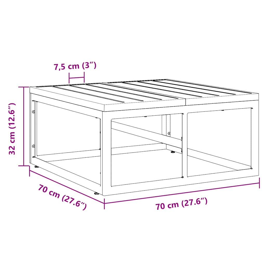 vidaXL Gartenmöbel Schwarz 70 x 70 x 32 cm Metall