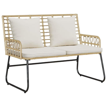 vidaXL Gartenbank Braun und Creme Poly-Rattan