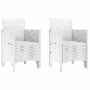 vidaXL Gartenstuhl mit Kissen 2 pcs Weiß 53 x 49 x 85 cm Polypropylen