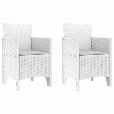 vidaXL Gartenstuhl mit Kissen 2 pcs Weiß 53 x 49 x 85 cm Polypropylen