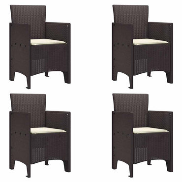 vidaXL Gartenstuhl mit Kissen 4 pcs Braun 53 x 49 x 85 cm Polypropylen