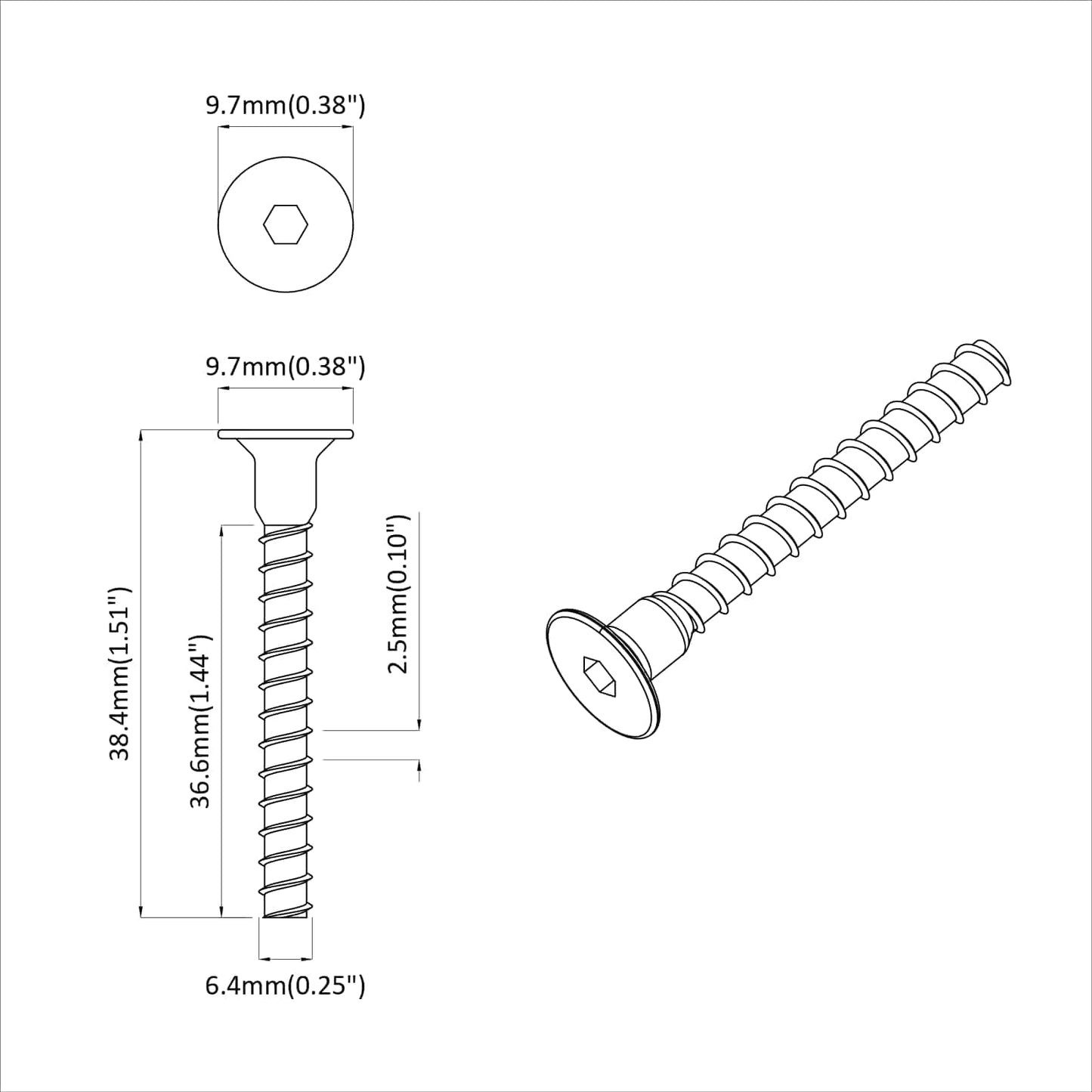 Steckkappen-Schraube 2 pcs Schwarz 7 x 40 mm Eisen