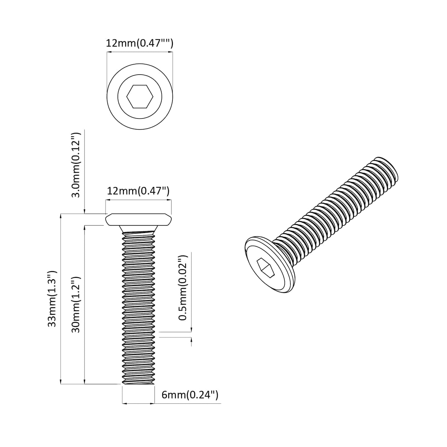 Schraube mit Sperre Uni 2 pcs Silber M6 x 30 mm Stahl