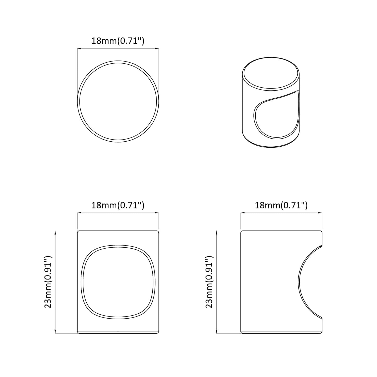 Schrankknopf 2 pcs Schwarz 18 x 23 mm Eisen