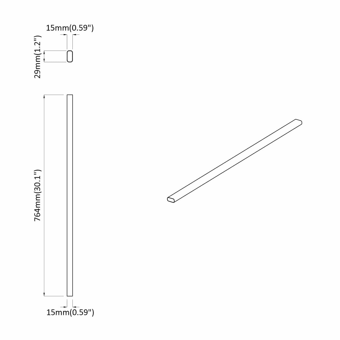 Kleiderstange 12 pcs Silber 764 x 15 x 29 mm Aluminiumlegierung