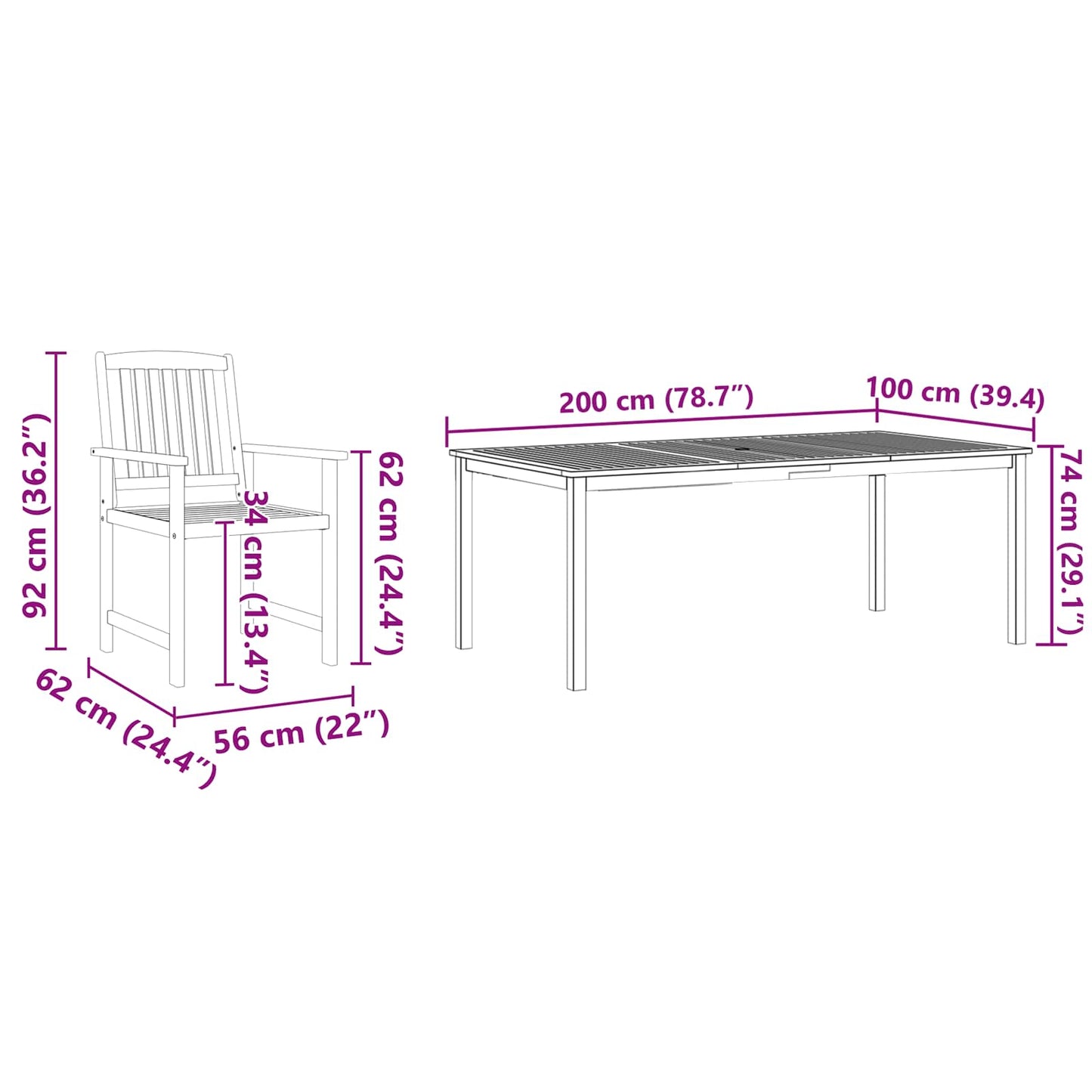 vidaXL Salon de jardin à dîner 9 pcs Bois d'acacia massif Marron