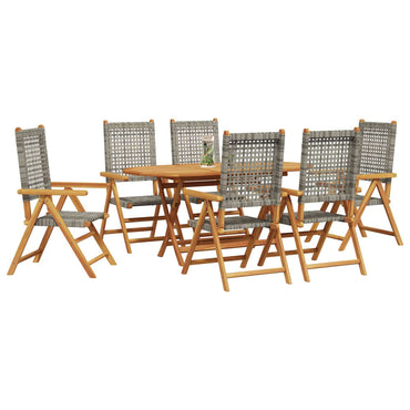 vidaXL Salon de jardin à dîner 7 pcs Gris Bois d'acacia massif