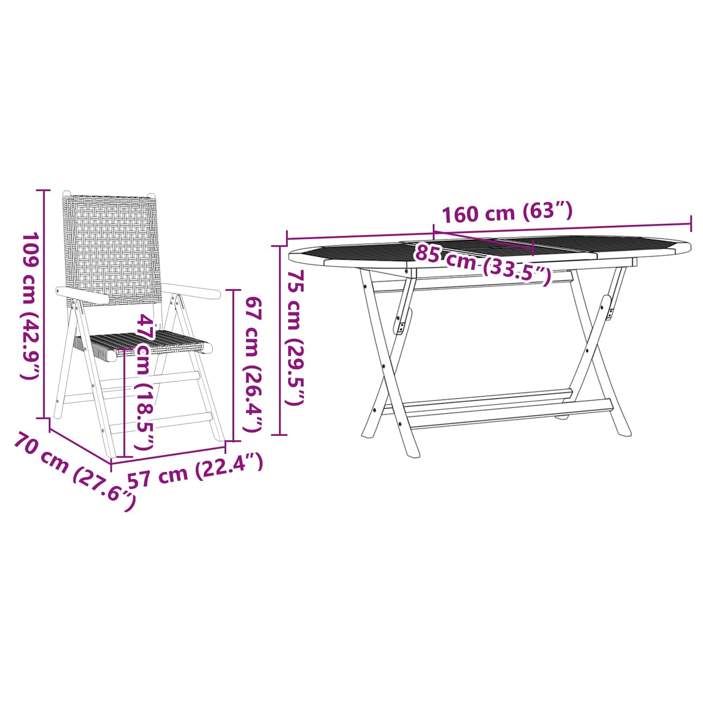 Garten Essgruppe 7 pcs Grau Massivholz Akazie