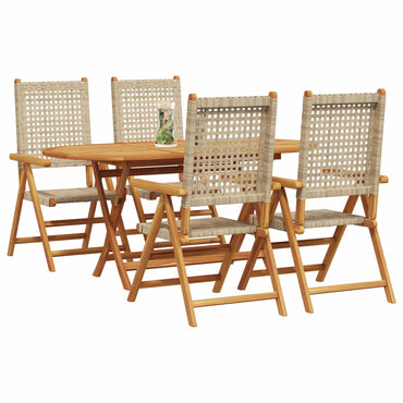vidaXL Salon de jardin 5 pcs Beige Bois d'acacia massif