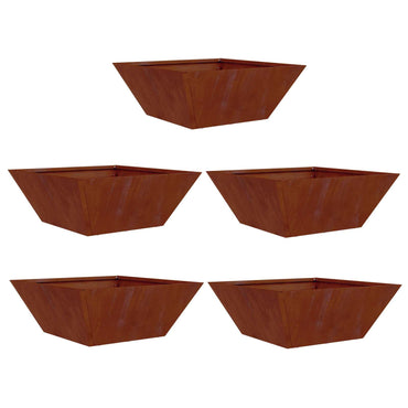 vidaXL Garten-Pflanzgefäß 5 pcs Rostig 40 x 40 x 15 cm Wetterfeststahl