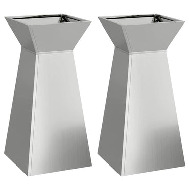 vidaXL Säulen Pflanzer 2 pcs Silber 35 x 35 x 73 cm