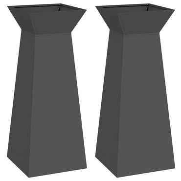 vidaXL Säulen Pflanzer 2 pcs Schwarz 40 x 40 x 100 cm