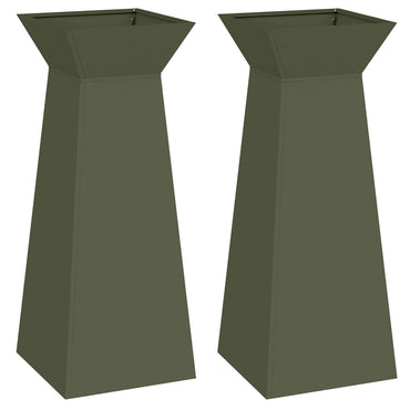 vidaXL Säulen Pflanzer 2 pcs Oliv 40 x 40 x 100 cm
