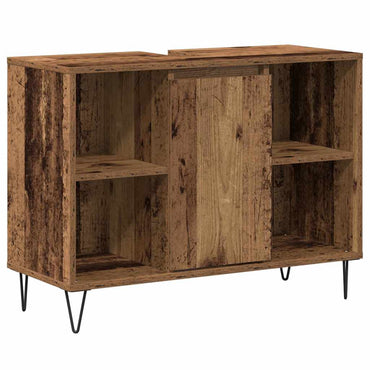 vidaXL Badezimmerschrank mit Tür Altholz 80 x 33 x 60 cm Holzwerkstoff