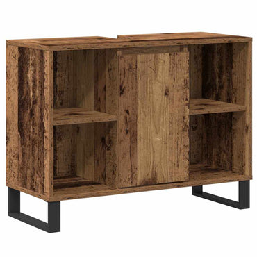 vidaXL Badezimmerschrank mit Tür Altholz 80 x 33 x 60 cm Holzwerkstoff