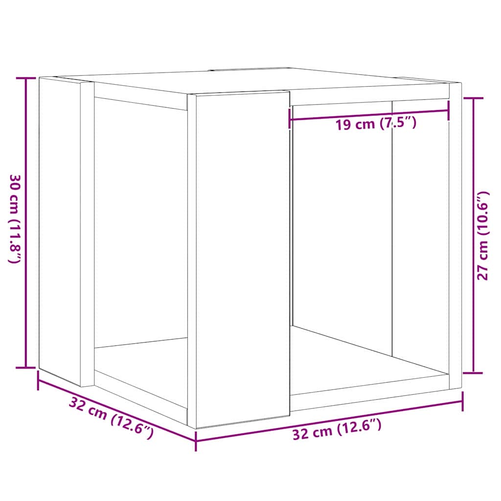 Couchtisch Schwarz Eichen-Optik 32 x 32 x 30 cm Holzwerkstoff