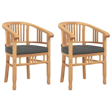 vidaXL Stuhl mit Kissen 2 pcs Braun 63 x 58 x 89 cm Massivholz Teak