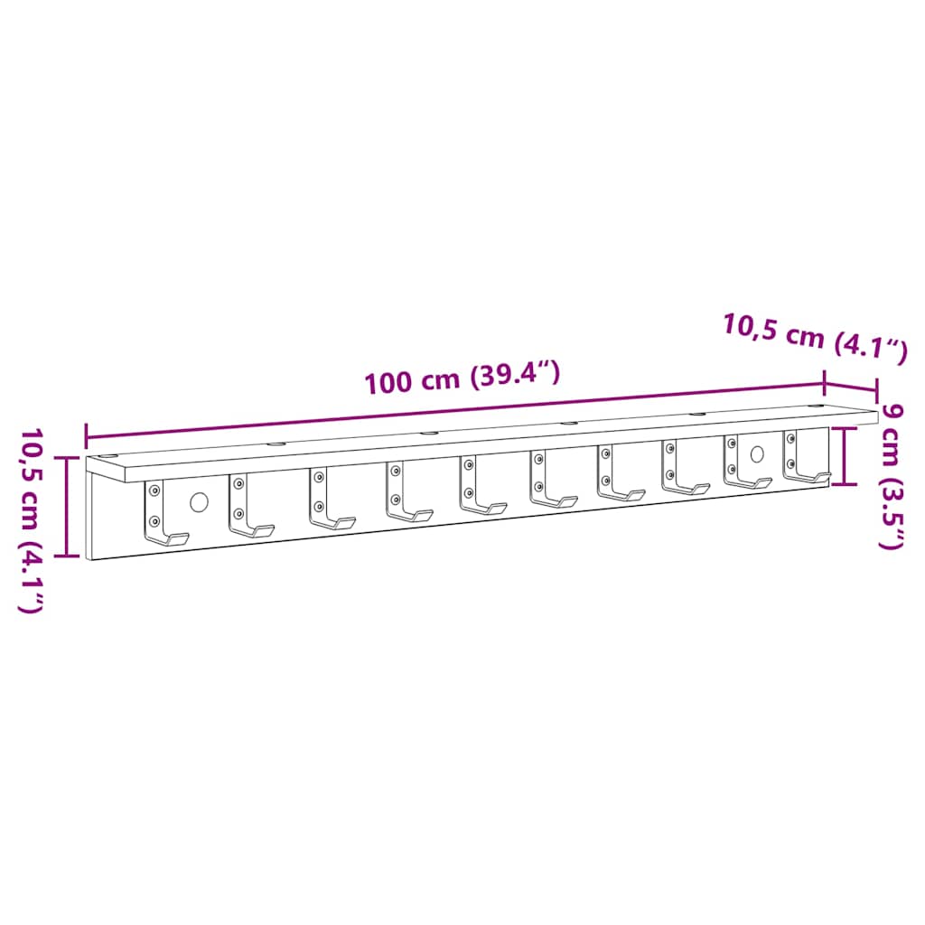 vidaXL Wandmontierter nachttisch Graues Sonoma 100 x 10,5 x 10,5 cm